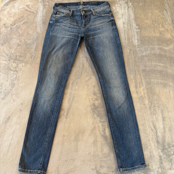 7 For All Mankind Roxanne Distressed Denim Jeans Wmn’s Sz 26 - Picture 1 of 11